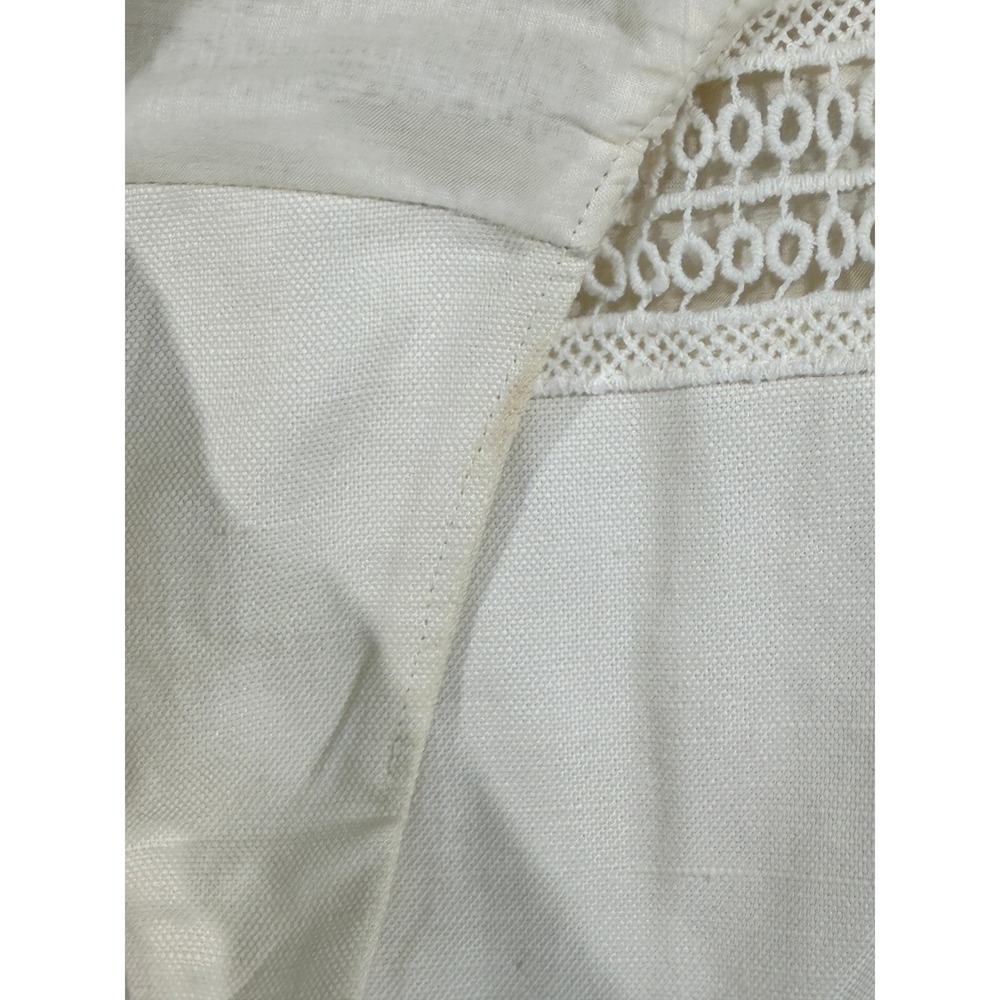 LOFT Lace Stripe Shift Dress Womens Size 8 Ivory Linen Cotton Sleeveless Lined - Picture 12 of 15